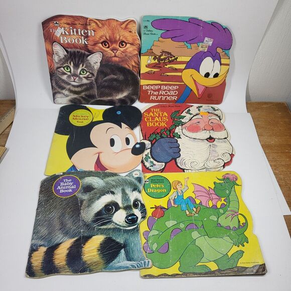Golden Shape Books - Lot of 6 Vintage Children’s Books Kitten Disney Santa - Picture 1 of 16
